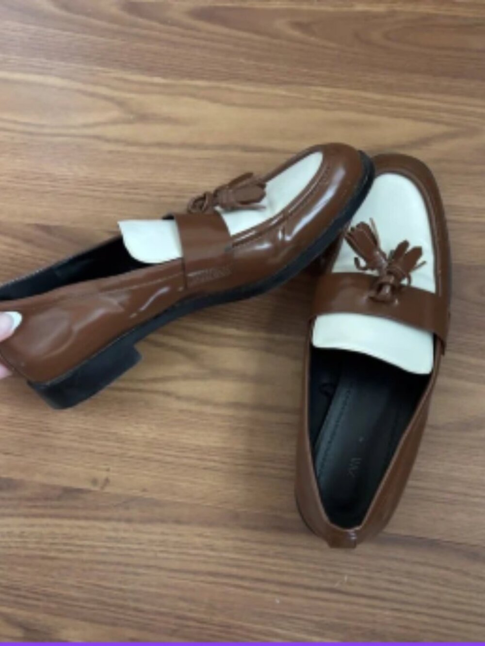 ZARA Brown and Cream Tassel Loafers - Picture 3 of 7
